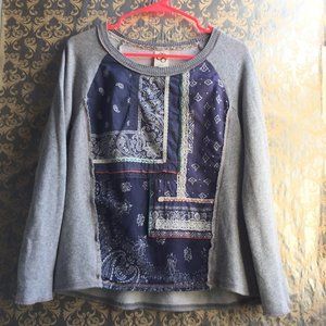 One September Anthropologie Gray Bandana Top - S